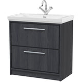 Hudson Reed Lille 800mm Freestanding 2 Drawer Vanity Unit & Basin Graphite Grey LIL2235A