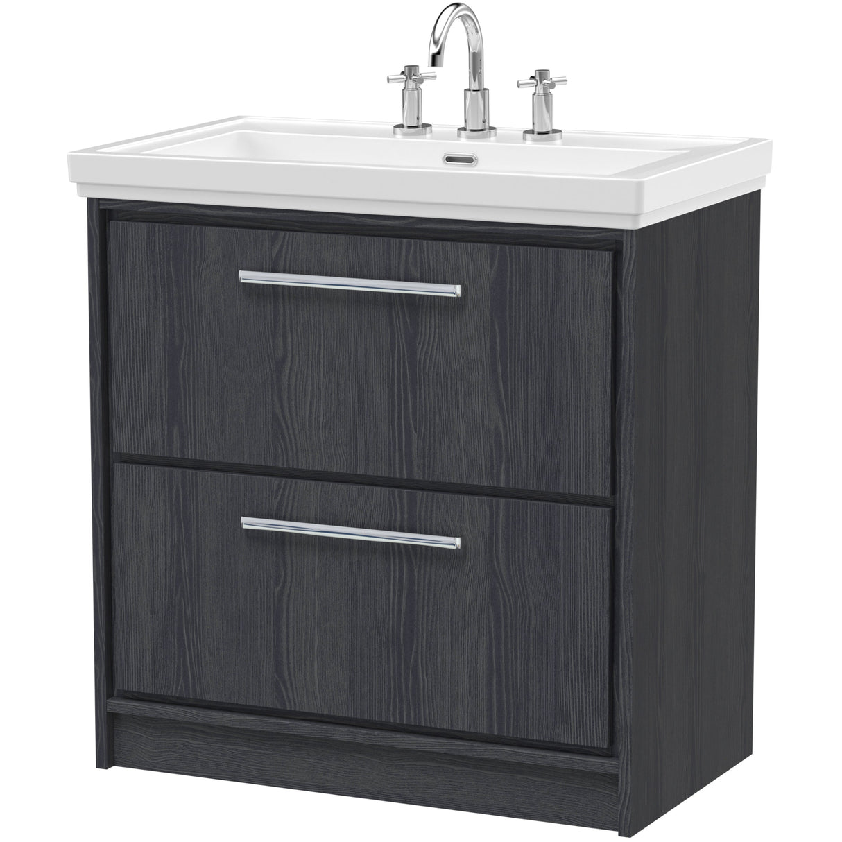 Hudson Reed Lille 800mm Freestanding 2 Drawer Vanity Unit & Basin Graphite Grey LIL2235B