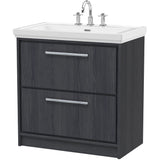 Hudson Reed Lille 800mm Freestanding 2 Drawer Vanity Unit & Basin Graphite Grey LIL2235B