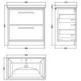 Hudson Reed Lille 800mm Freestanding 2 Drawer Vanity Unit & Basin Graphite Grey LIL2235B LD