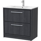 Hudson Reed Lille 800mm Freestanding 2 Drawer Vanity Unit & Basin Graphite Grey LIL2235C