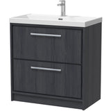 Hudson Reed Lille 800mm Freestanding 2 Drawer Vanity Unit & Basin Graphite Grey LIL2235E