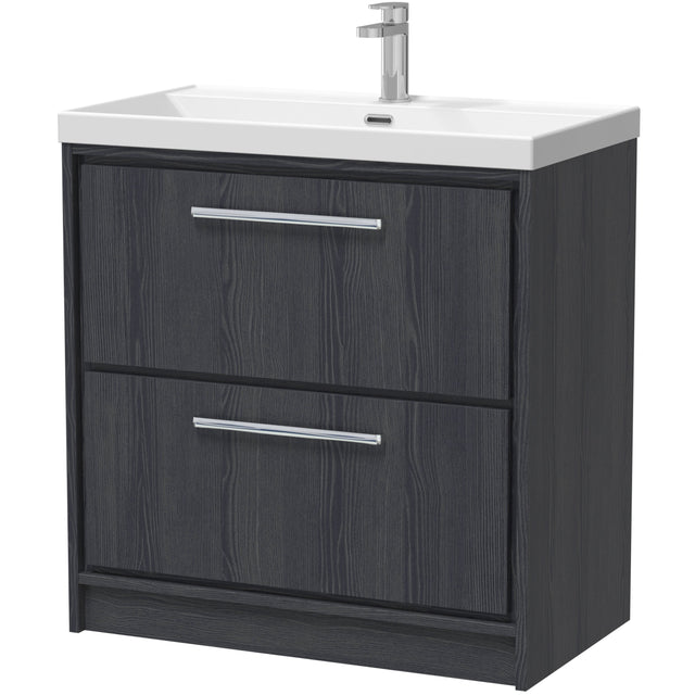 Hudson Reed Lille 800mm Freestanding 2 Drawer Vanity Unit & Basin Graphite Grey LIL2235E