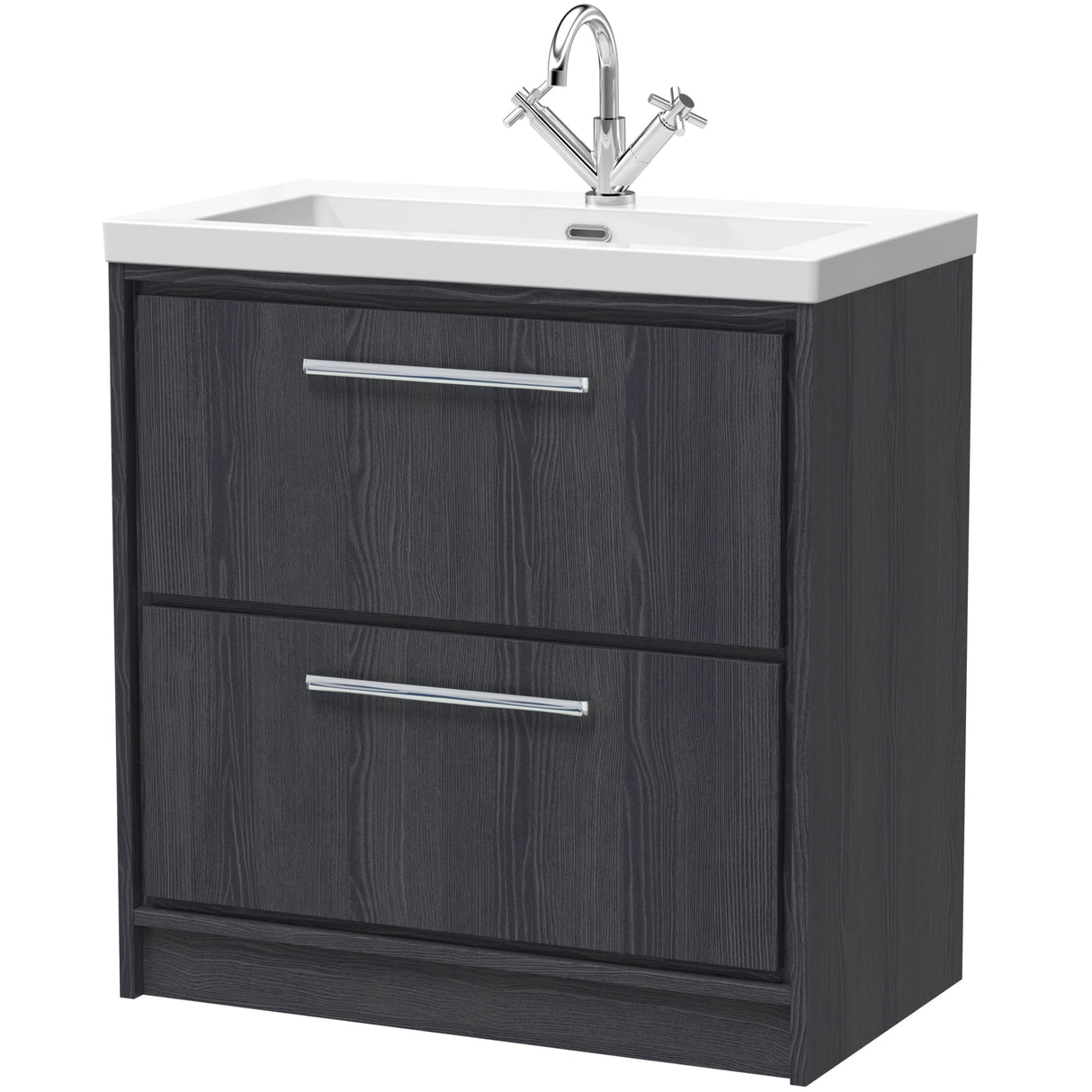 Hudson Reed Lille 800mm Freestanding 2 Drawer Vanity Unit & Basin Graphite Grey LIL2235L