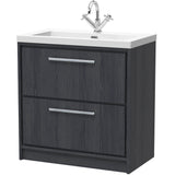 Hudson Reed Lille 800mm Freestanding 2 Drawer Vanity Unit & Basin Graphite Grey LIL2235L