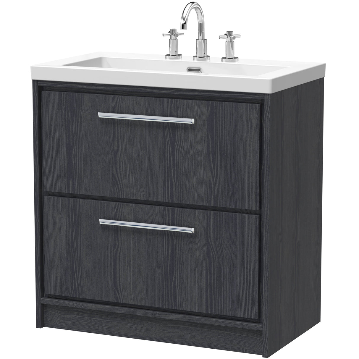 Hudson Reed Lille 800mm Freestanding 2 Drawer Vanity Unit & Basin Graphite Grey LIL2235M