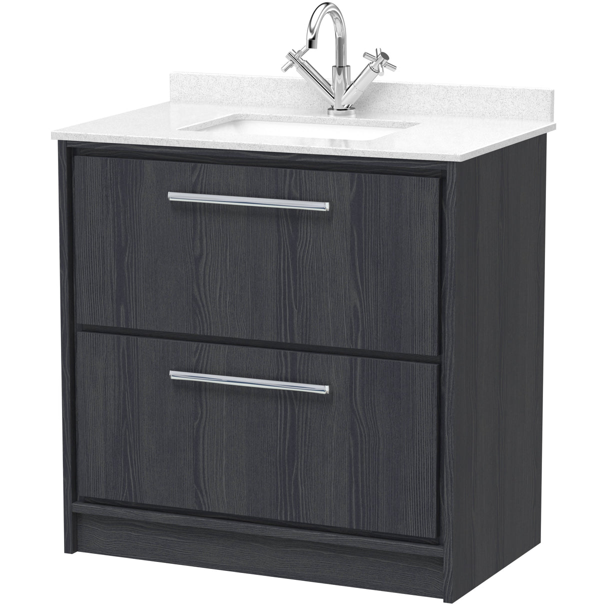 Hudson Reed Lille 800mm Freestanding 2 Drawer Vanity Unit & Basin Graphite Grey LIL2235WS1