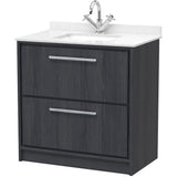 Hudson Reed Lille 800mm Freestanding 2 Drawer Vanity Unit & Basin Graphite Grey LIL2235WS1