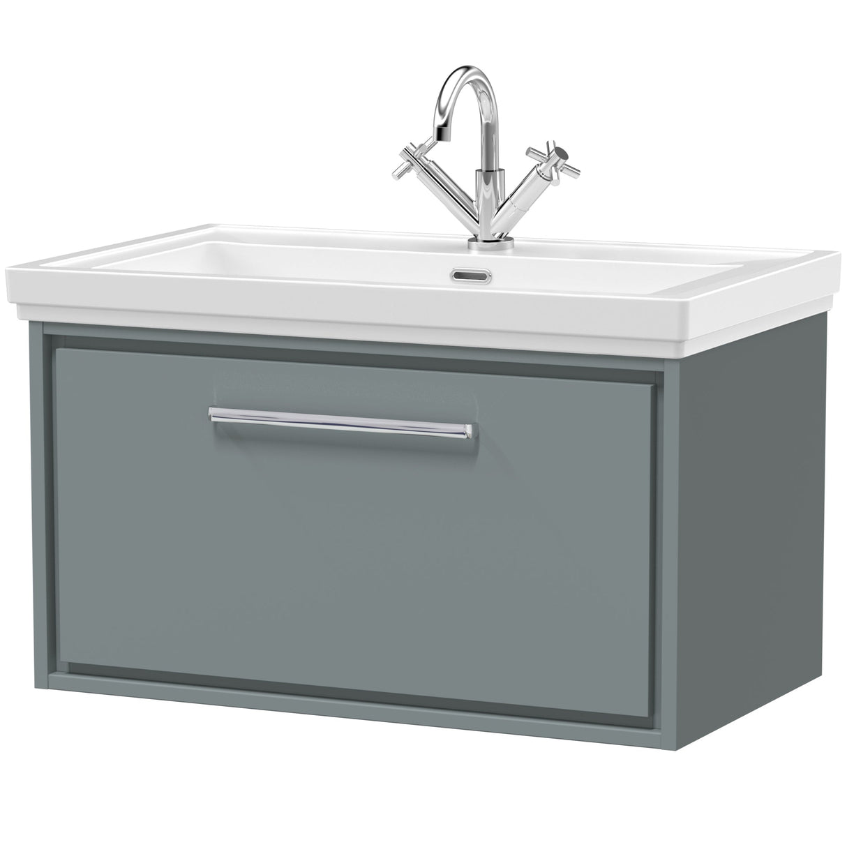 Hudson Reed Lille 800mm Wall Hung 1 Drawer Vanity Unit & Basin Coastal Grey LIL2325A