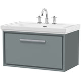 Hudson Reed Lille 800mm Wall Hung 1 Drawer Vanity Unit & Basin Coastal Grey LIL2325B