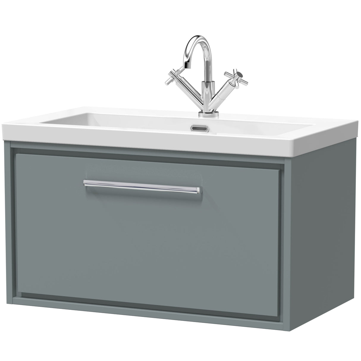 Hudson Reed Lille 800mm Wall Hung 1 Drawer Vanity Unit & Basin Coastal Grey LIL2325L