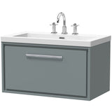 Hudson Reed Lille 800mm Wall Hung 1 Drawer Vanity Unit & Basin Coastal Grey LIL2325M