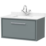 Hudson Reed Lille 800mm Wall Hung 1 Drawer Vanity Unit & Basin Coastal Grey LIL2325WS1