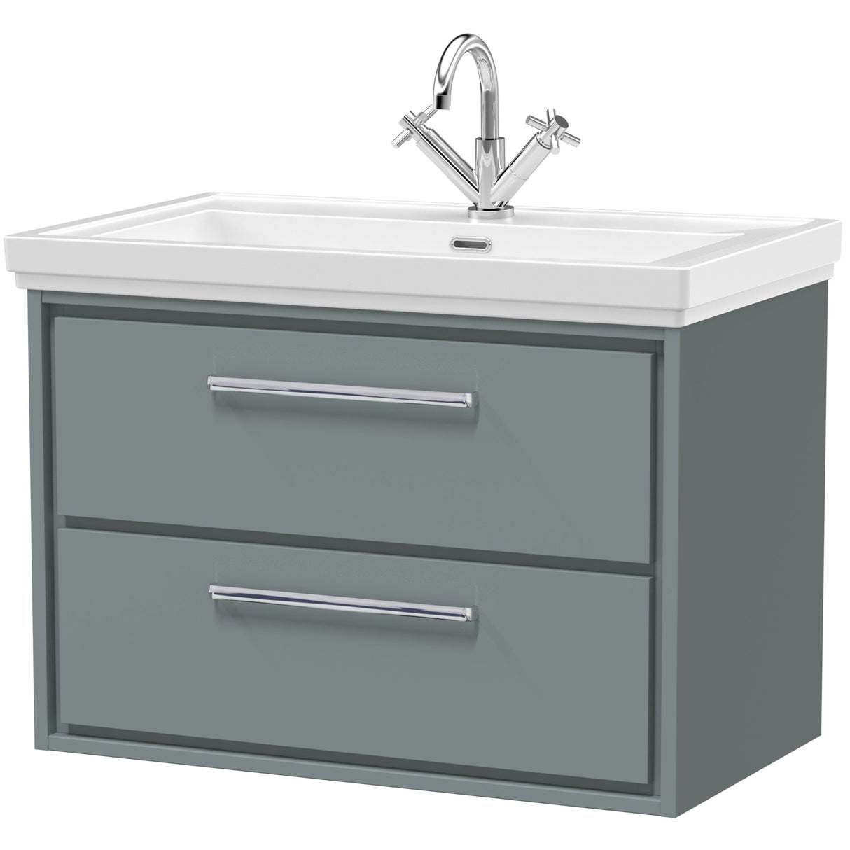 Hudson Reed Lille 800mm Wall Hung 2 Drawer Vanity Unit & Basin Coastal Grey LIL2326A