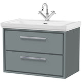 Hudson Reed Lille 800mm Wall Hung 2 Drawer Vanity Unit & Basin Coastal Grey LIL2326A