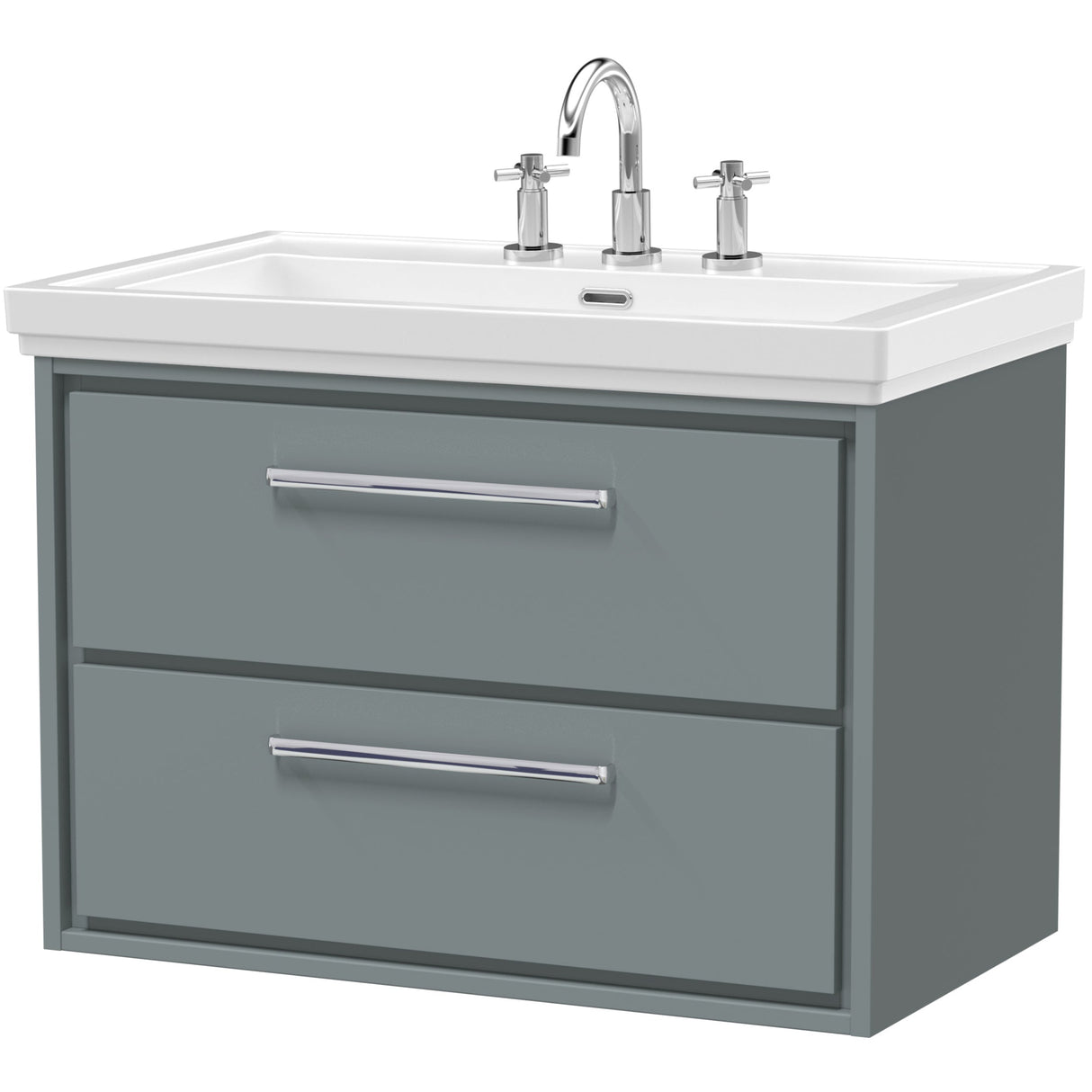 Hudson Reed Lille 800mm Wall Hung 2 Drawer Vanity Unit & Basin Coastal Grey LIL2326B