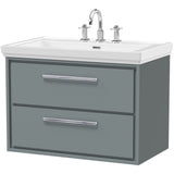 Hudson Reed Lille 800mm Wall Hung 2 Drawer Vanity Unit & Basin Coastal Grey LIL2326B