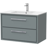 Hudson Reed Lille 800mm Wall Hung 2 Drawer Vanity Unit & Basin Coastal Grey LIL2326C
