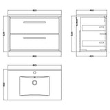 Hudson Reed Lille 800mm Wall Hung 2 Drawer Vanity Unit & Basin Coastal Grey LIL2326C LD