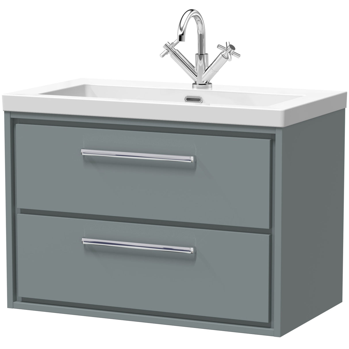 Hudson Reed Lille 800mm Wall Hung 2 Drawer Vanity Unit & Basin Coastal Grey LIL2326L