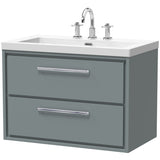 Hudson Reed Lille 800mm Wall Hung 2 Drawer Vanity Unit & Basin Coastal Grey LIL2326M
