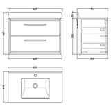 Hudson Reed Lille 800mm Wall Hung 2 Drawer Vanity Unit & Basin Coastal Grey LIL2326WS1 LD