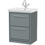 Hudson Reed Lille 600mm Freestanding 2 Drawer Vanity Unit & Basin Coastal Grey LIL2333A