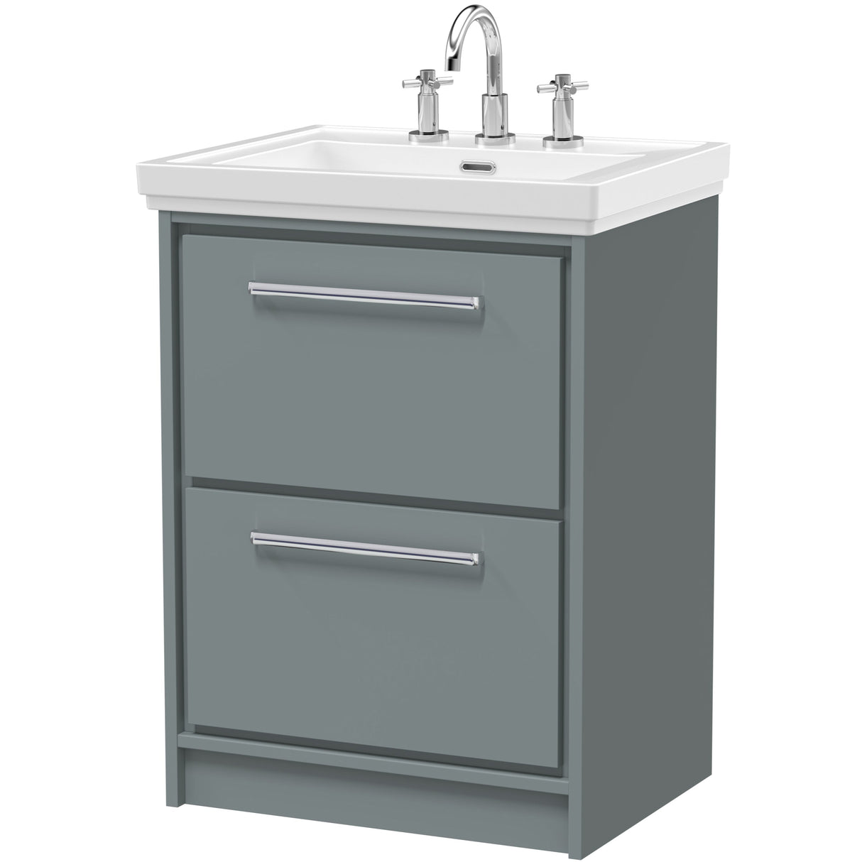 Hudson Reed Lille 600mm Freestanding 2 Drawer Vanity Unit & Basin Coastal Grey LIL2333B