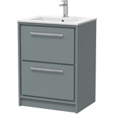 Hudson Reed Lille 600mm Freestanding 2 Drawer Vanity Unit & Basin Coastal Grey LIL2333C