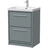 Hudson Reed Lille 600mm Freestanding 2 Drawer Vanity Unit & Basin Coastal Grey LIL2333E