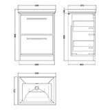 Hudson Reed Lille 600mm Freestanding 2 Drawer Vanity Unit & Basin Coastal Grey LIL2333H LD