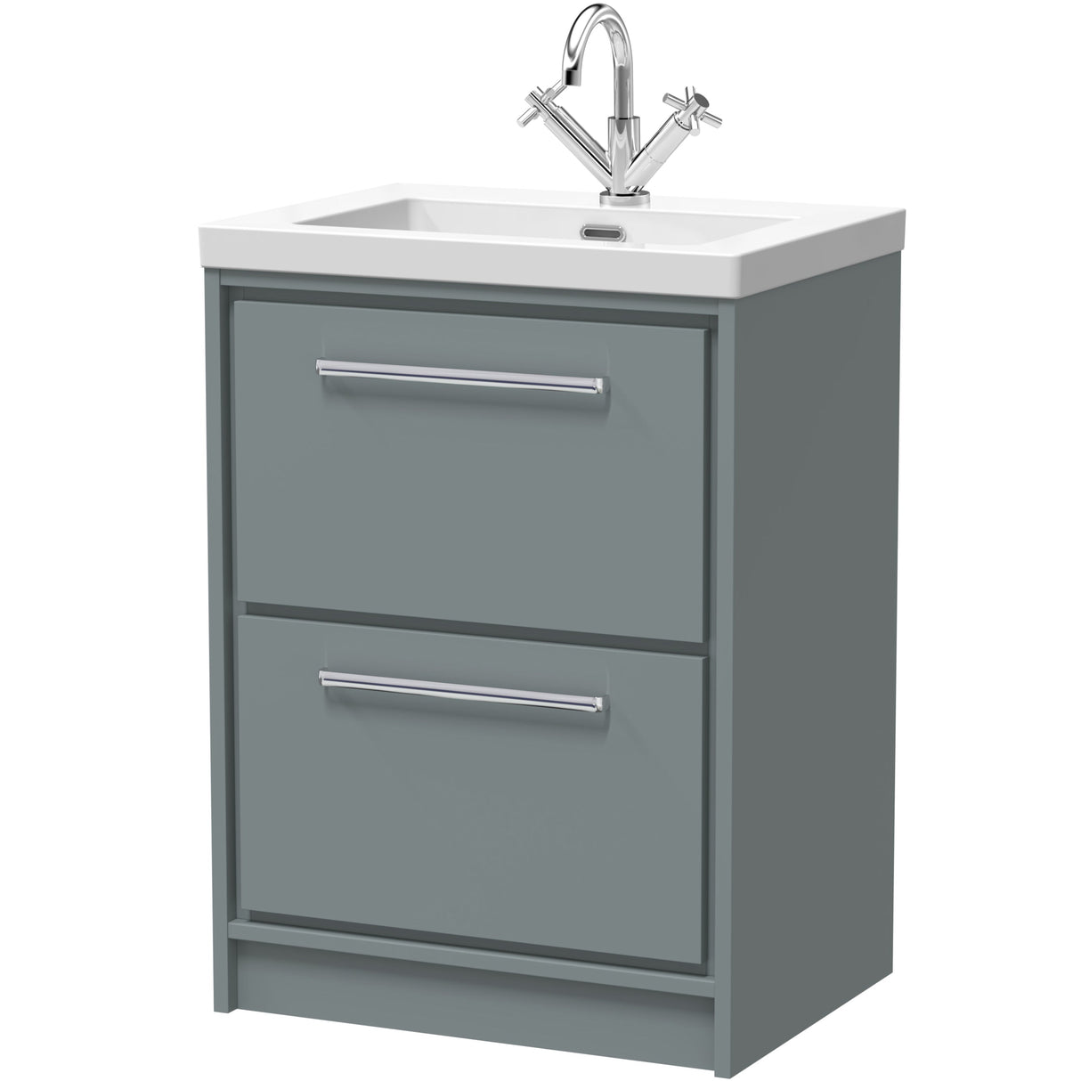Hudson Reed Lille 600mm Freestanding 2 Drawer Vanity Unit & Basin Coastal Grey LIL2333L
