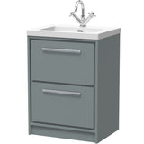 Hudson Reed Lille 600mm Freestanding 2 Drawer Vanity Unit & Basin Coastal Grey LIL2333L