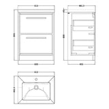 Hudson Reed Lille 600mm Freestanding 2 Drawer Vanity Unit & Basin Coastal Grey LIL2333L LD