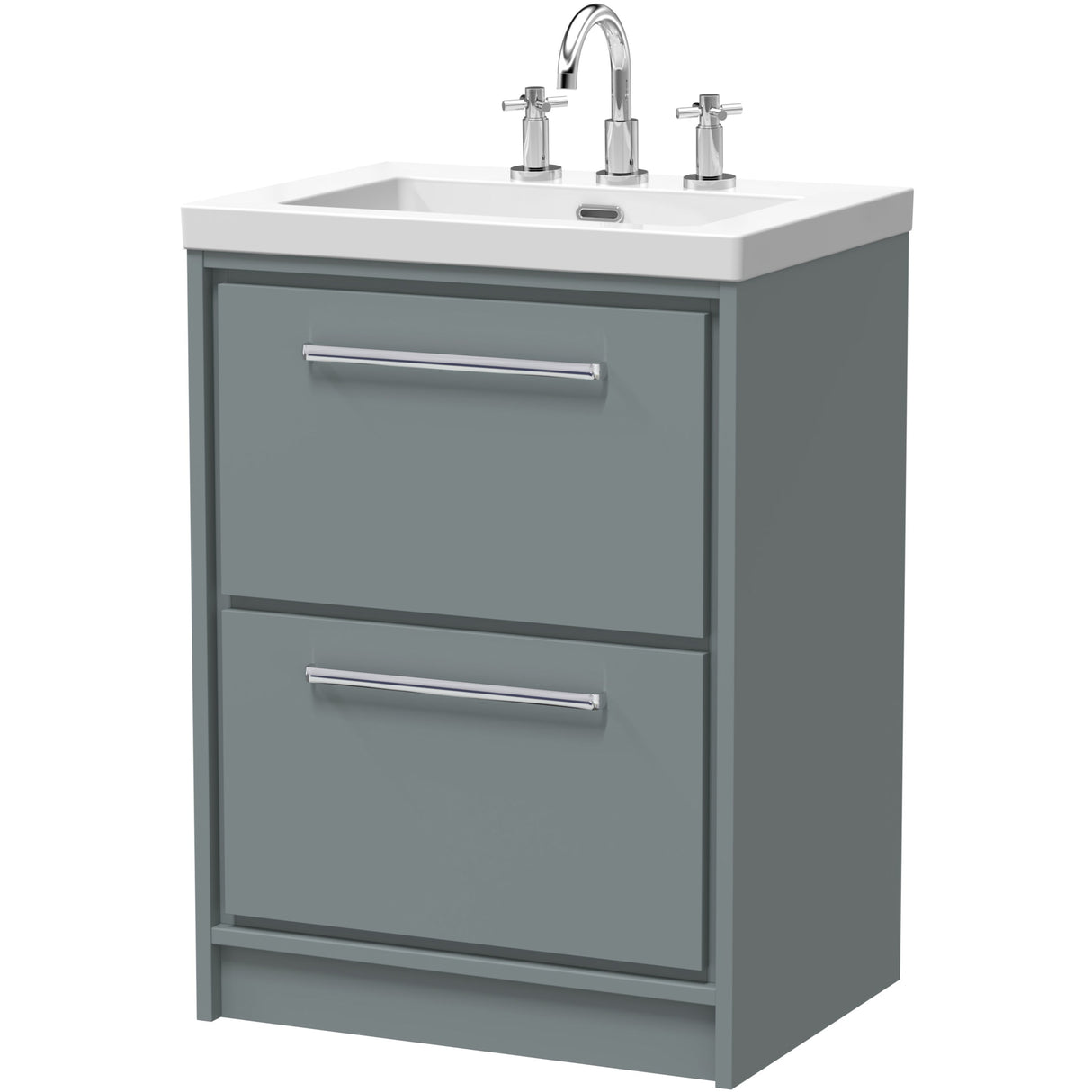 Hudson Reed Lille 600mm Freestanding 2 Drawer Vanity Unit & Basin Coastal Grey LIL2333M