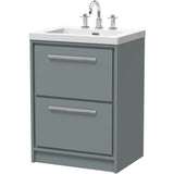 Hudson Reed Lille 600mm Freestanding 2 Drawer Vanity Unit & Basin Coastal Grey LIL2333M