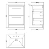Hudson Reed Lille 600mm Freestanding 2 Drawer Vanity Unit & Basin Coastal Grey LIL2333M LD