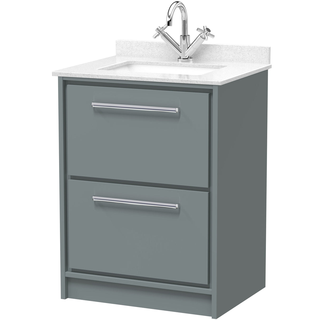 Hudson Reed Lille 600mm Freestanding 2 Drawer Vanity Unit & Basin Coastal Grey LIL2333WS1