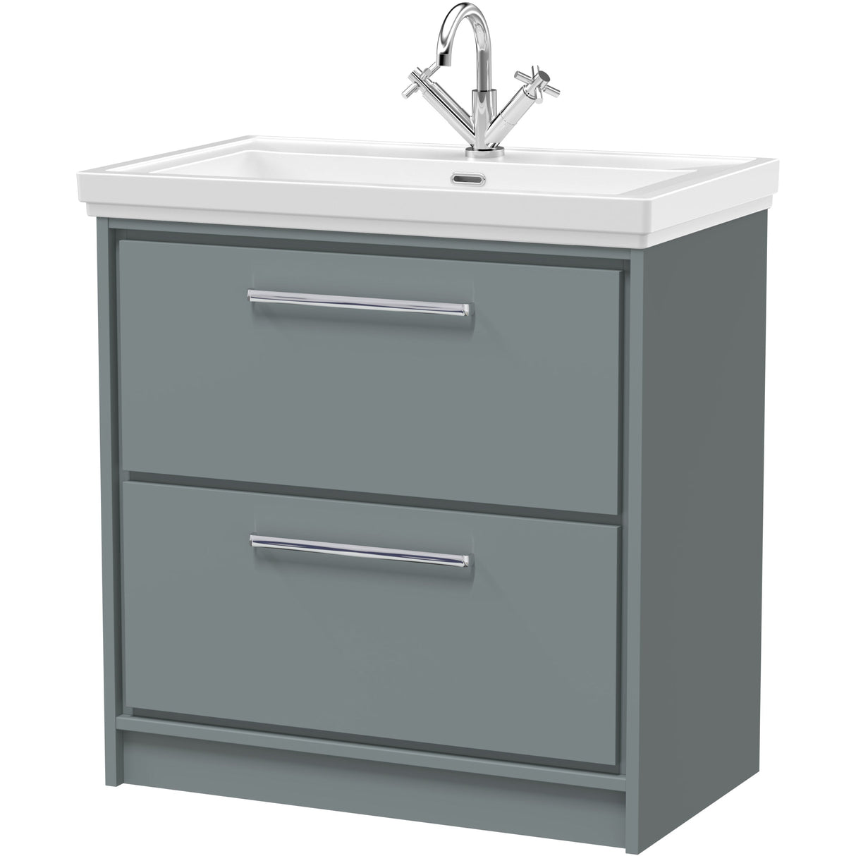 Hudson Reed Lille 800mm Freestanding 2 Drawer Vanity Unit & Basin Coastal Grey LIL2335A