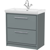 Hudson Reed Lille 800mm Freestanding 2 Drawer Vanity Unit & Basin Coastal Grey LIL2335A