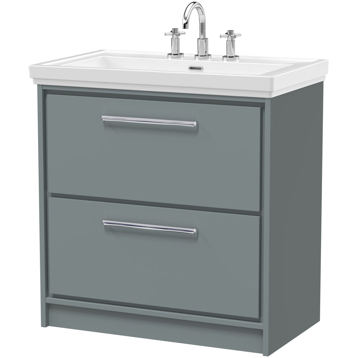 Hudson Reed Lille 800mm Freestanding 2 Drawer Vanity Unit & Basin Coastal Grey LIL2335B