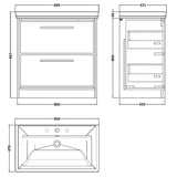 Hudson Reed Lille 800mm Freestanding 2 Drawer Vanity Unit & Basin Coastal Grey LIL2335B LD