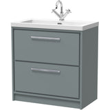 Hudson Reed Lille 800mm Freestanding 2 Drawer Vanity Unit & Basin Coastal Grey LIL2335L