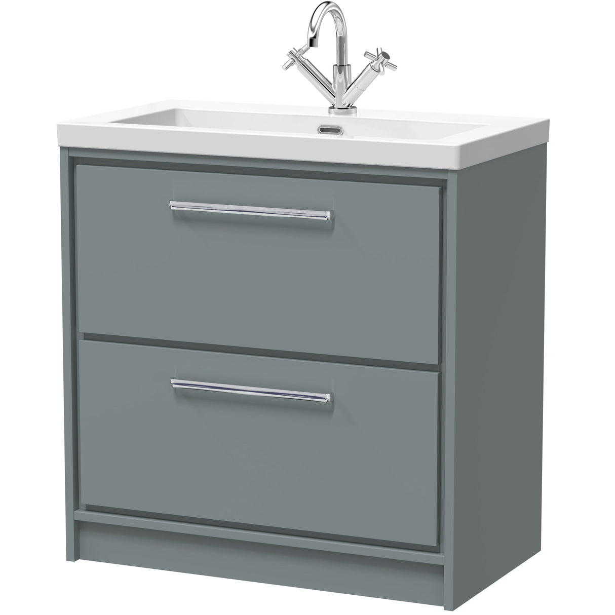 Hudson Reed Lille 800mm Freestanding 2 Drawer Vanity Unit & Basin Coastal Grey LIL2335M