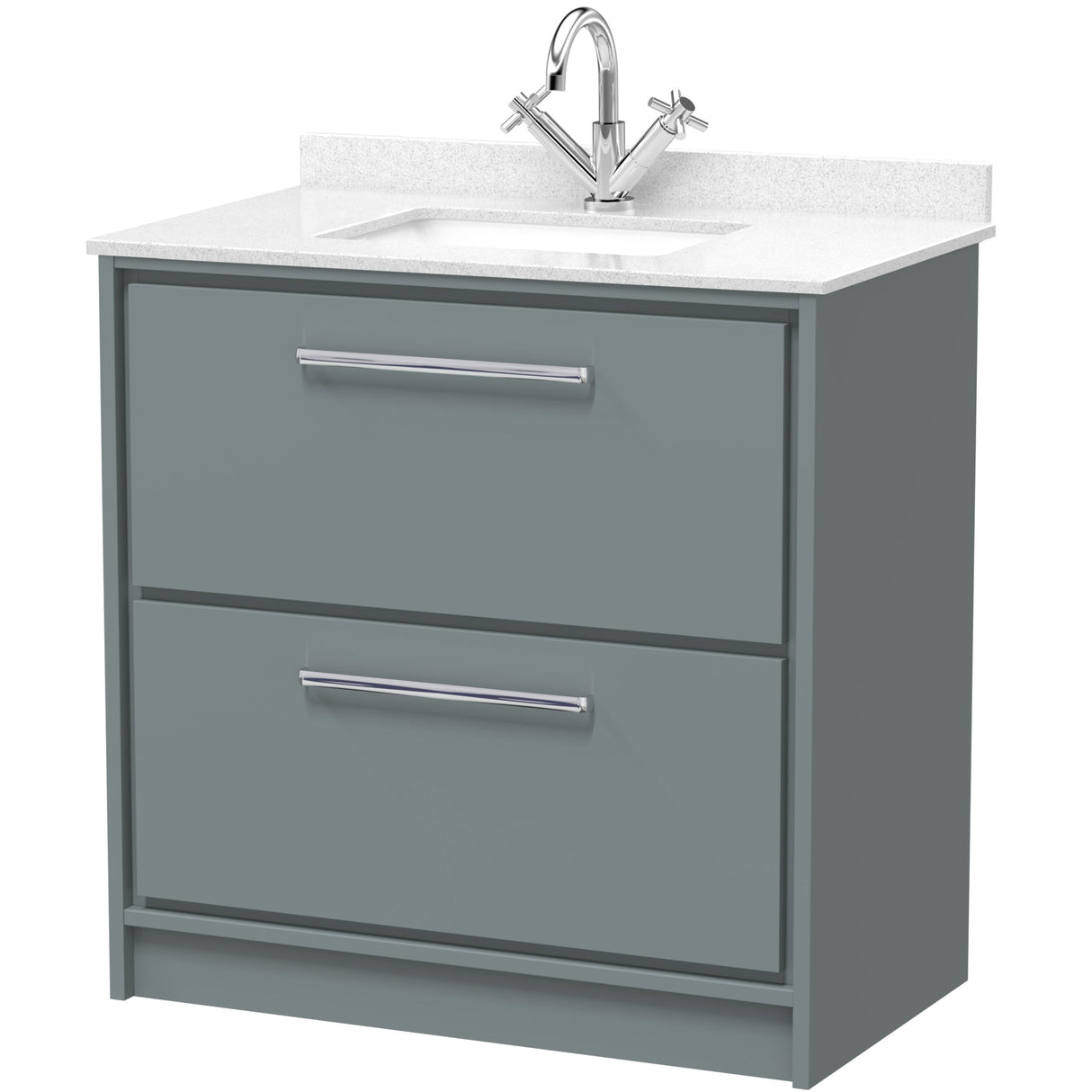Hudson Reed Lille 800mm Freestanding 2 Drawer Vanity Unit & Basin Coastal Grey LIL2335WS1