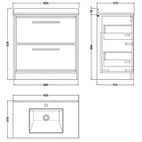 Hudson Reed Lille 800mm Freestanding 2 Drawer Vanity Unit & Basin Coastal Grey LIL2335WS1 LD