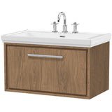 Hudson Reed Lille 800mm Wall Hung 1 Drawer Vanity Unit & Basin Antique Oak LIL2725B