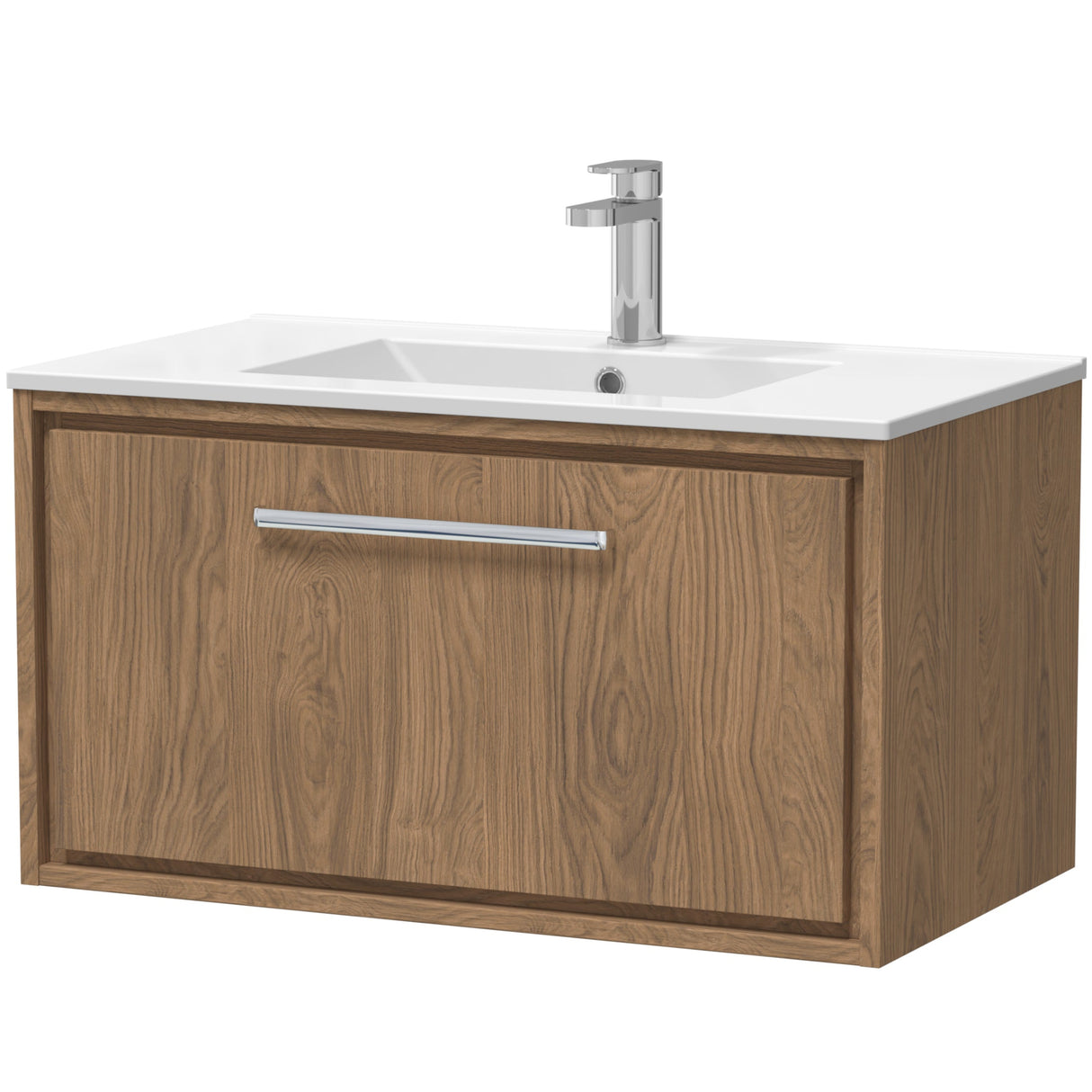 Hudson Reed Lille 800mm Wall Hung 1 Drawer Vanity Unit & Basin Antique Oak LIL2725C
