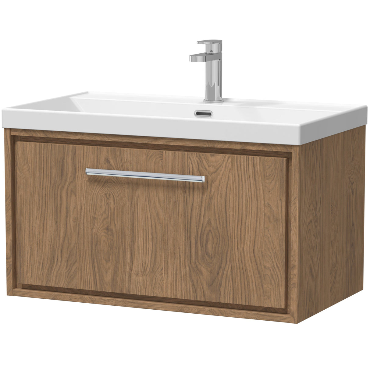 Hudson Reed Lille 800mm Wall Hung 1 Drawer Vanity Unit & Basin Antique Oak LIL2725E