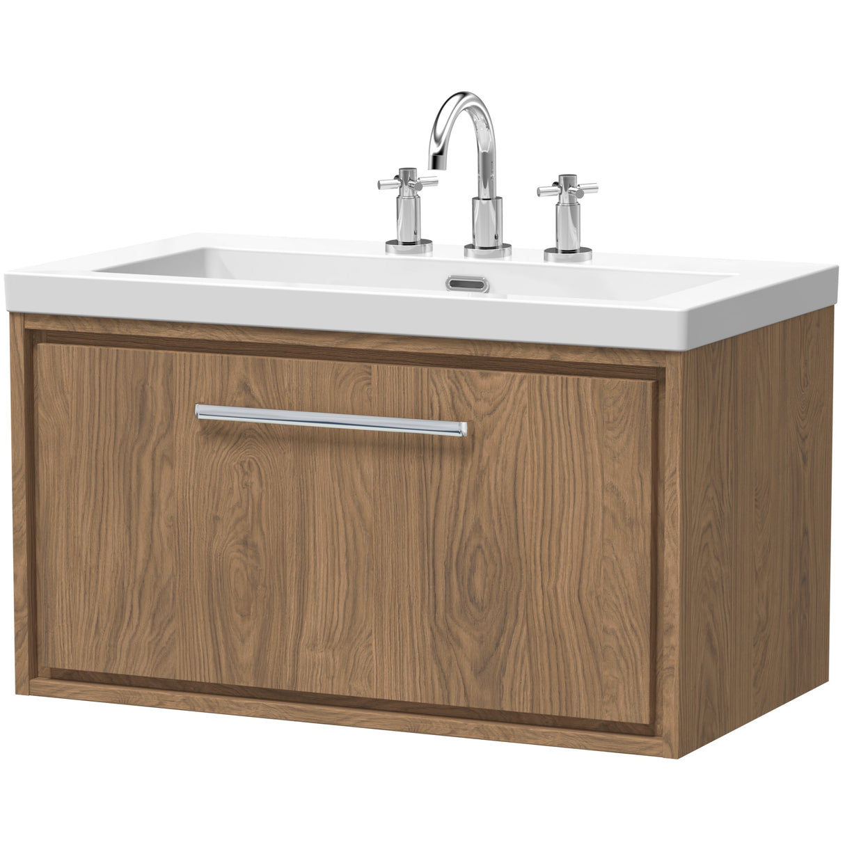 Hudson Reed Lille 800mm Wall Hung 1 Drawer Vanity Unit & Basin Antique Oak LIL2725M